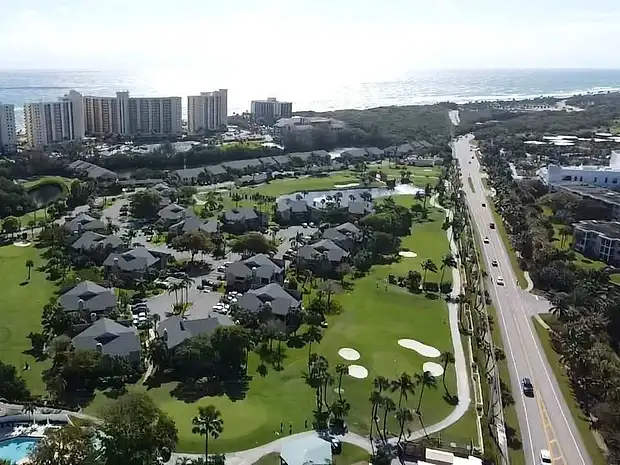 Aerial view of a coastal community at Jupiter Dunes